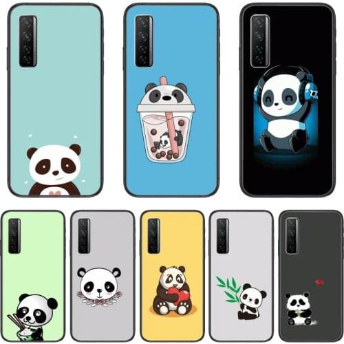 Cute Panda Phone Case For Huawei Nova 2 3 4 5 6 7 8 SE i E Pro Lite Black Etui Coque Painting Hoesjes comic fashion