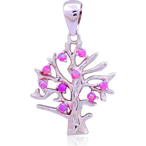 Amazing Tree shape design Wholesale Retail Purple fire Opal Fashion jewelry stamp Silver Necklace Pendants OP439A