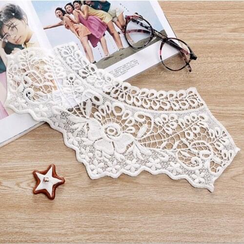 1 piece White Lace Collar Lace Trims Lace Applique Apparel for Women Garments Sewing DIY Crafts 32 x 23 cm