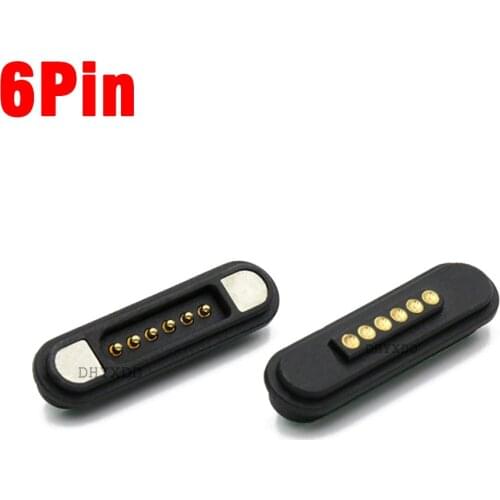 1 Pair 3A Magnetic Pogo Pin Connector 6Positions Pitch 2.2 MM Spring Loaded Header Contact Strip Power Charge Data Transfer