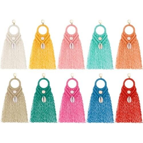 MANILAI Ins Hot Bohemia Tassel earrings For Women 2020 Shell wood beads Fringed Dangle Statement Earrings Ethnic Jewelry Boho