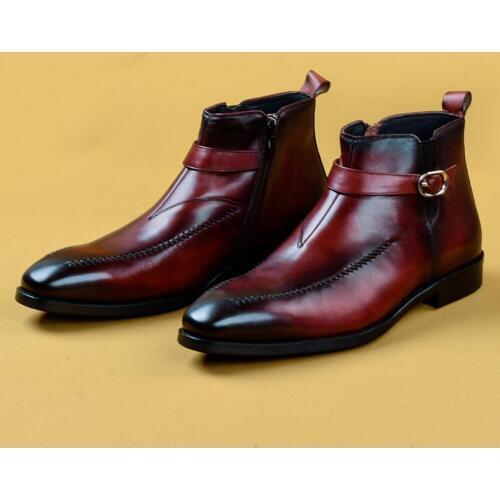 SIPRIKS Mens Winter Boots Genuine Leather Chelsea Boots Brogues Classic Ankle Flat Shoes Luxury Top Quality Zipper Dress Boots
