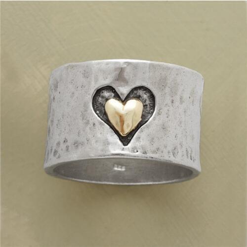 FFLACELL New Fashion Simple Men And Women Double Love-Heart Ring For Banquet Holiday Anniversary Jewelry Gift