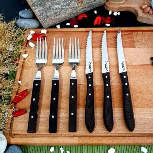 Lazbisa Knife and Fork Steak Steak Meat Knife Fork Set of 6 Steel / Нож Lazbisa и вилка Стейк Стейк Мясной нож Набор вилок из 6