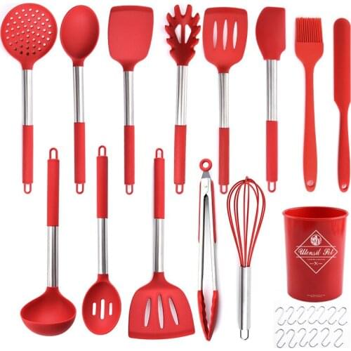 13PCS Silicone Cooking Utensils Set Non-stick Spatula Shovel Oil Brush Cooking Tools With Storage Box Kitchen Gadget