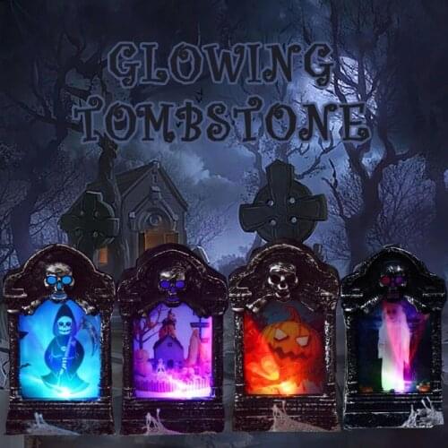 Halloween Tombstone LED Lights Horror Ghost Pumpkin Grim Reaper Tombstone Glowing Lights For Halloween Garden Decor Night Lamp