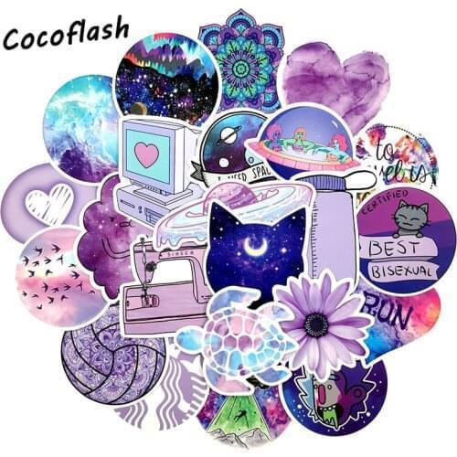 10/50 Pcs/lot Fashion Cute Cartoon Light Purple Girls PVC Stickers Toys Decor For Car Laptop Phone Trunk Guitar Bicycle Motor