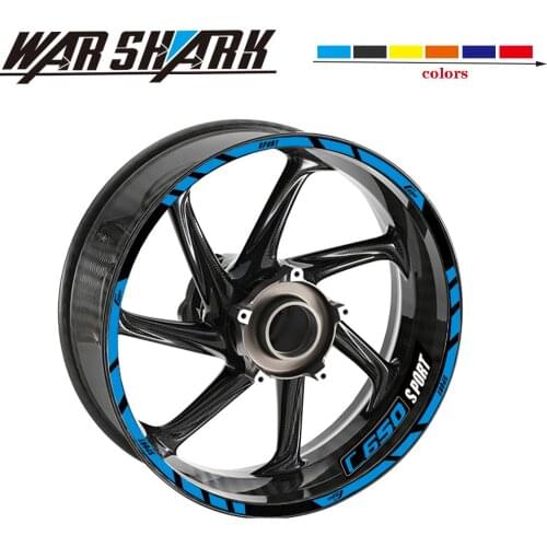 Motorcycle Front and Rear Wheels Edge Outer Rim Stripe Wheel Decals Reflective Stickers A Set For BMW C650 Sport