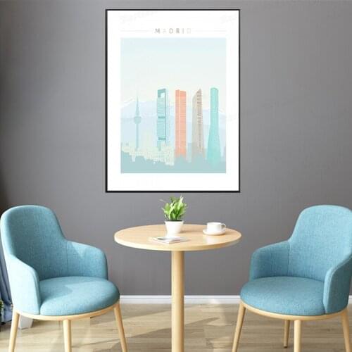 Madrid Skyline Canvas Print Wall Art Poster Picture Modern Minimalist Bedroom Living Room Decoration