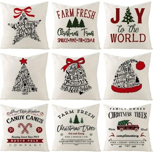 Bells Letters Print Sofa Throw Pillow Case Home Office Christmas Decor Cotton Linen Cushion Cover Living Room Decoration 45X45CM