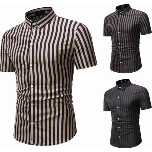 2020 New Mens Casual Striped Slim Fit Summer Fashion Shirts Short Sleeve Cool Male Shirts