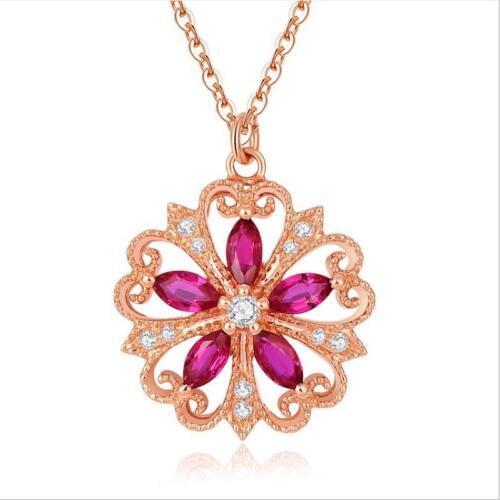 Everoyal Fashion Silver 925 Necklace For Girl Accessories Exquisite Crystal Flower Pendant Necklace Rose Gold Women Jewelry
