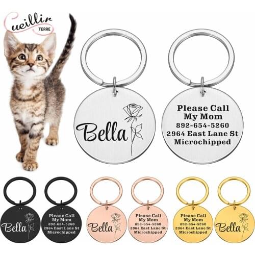 Personalized Cat Name Tags Pet ID Tags New Cat Dog ID Tag Custom Free Engraving Small Large Cat Pet Collar Tag Puppy Accessory