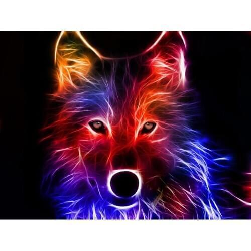 Full Round Diamond Painting Fluorescence Wolf 5D Animal Diamond Embroidery Cross Stitch Kit Handmade Gift Wall Home Decoration