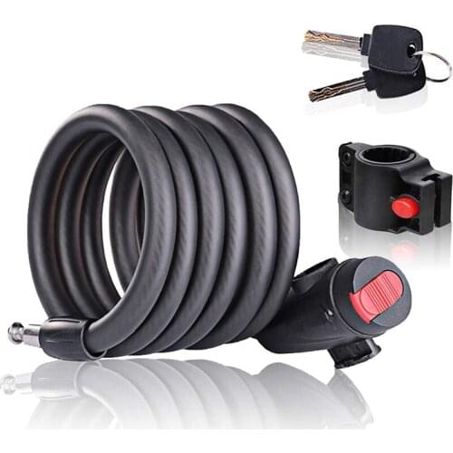 Anti-Theft Spiral Cable, Anti-Theft Cable for Bike / Bike Gate, Bike Padlock with Key, Bike Padlock with Key
