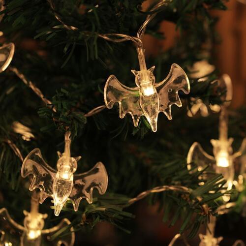 Feimefeiyou 1.5/3/5M LED Light String Bat Shape Battery Power Halloween Bat String Lights Holiday Lighting Decoration