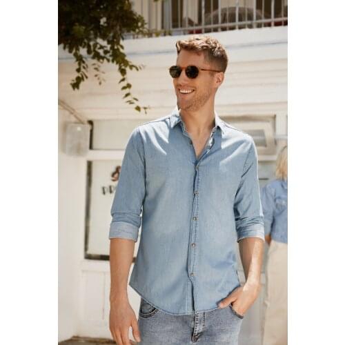 Trendyol Men Slim Basic Denim Shirt TMNSS20GO0107