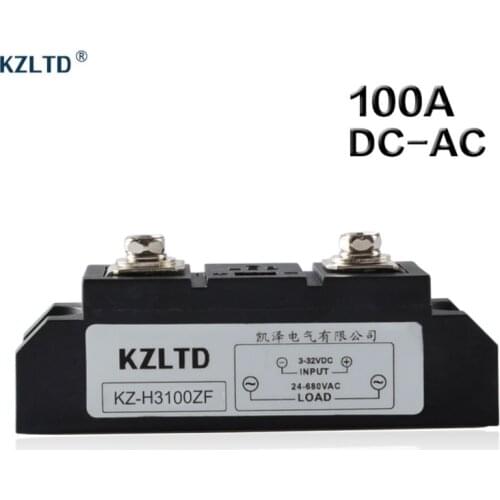 Solid State Relay DC-AC Module 100A Solid State Switches 3-32V DC to 24-680V AC for PID Temperature Controller Newest KZ-H3100ZF