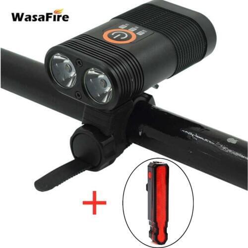 WasaFire 5000 Lumens Bicycle Light USB Rechargeable T6 LED Bike Front Lights Cycling Headlight with LED Laser Bike Taillight