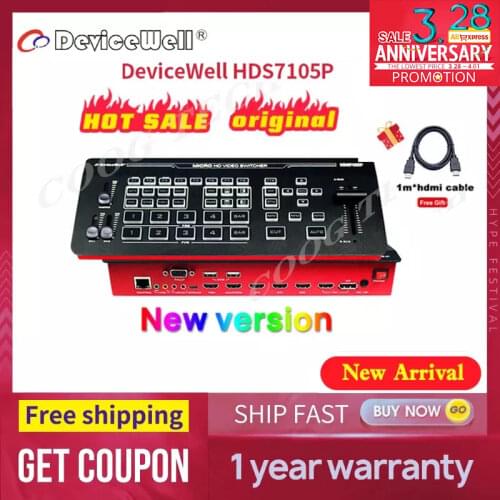 DeviceWell HDS7105P Video Switcher 5-CH Video Switcher 4*HDMI-compatible 1*DP SWITCHER for Video Stream NEW Arrivel PK HDS7105