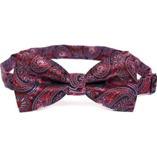 Wine Red Paisley Jacquard Weave Mens Bowtie Fashion Bow Ties for Men Cocktail Salon Butterfly Knot Ceremony Necktie Gift Box