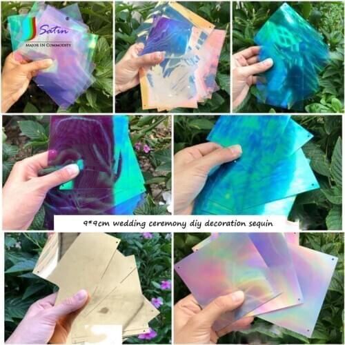 Diy Sequin Curtain Make Crafts Store Shopping Mall Wedding Ceremony Decoration 9*9cm Big Square Laser Sequins S0245L