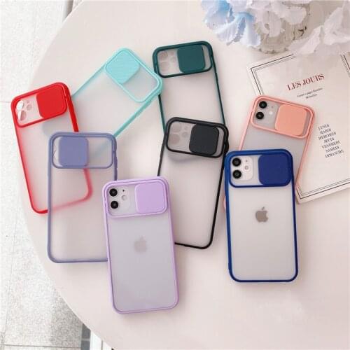 Move Camera Protection Matte transparent Case For iPhone 12 Pro Max MiNi 11 Pro 8 7 6s Plus Xr Xs Max X SE 2020 soft hard Cover
