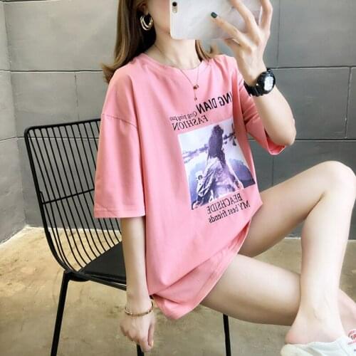 Female T Shirt Short Sleeve Tshirts Summer Korean Fashion Cartoon Half-Sleeve T Shirt Loose T Shirt Harajuku Shirt Tops New