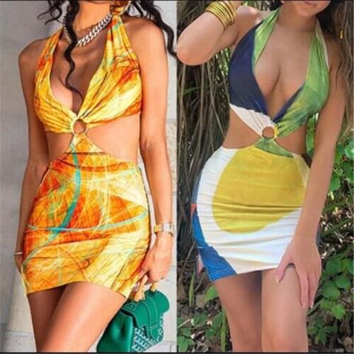 Womens Halter Halter Lace Deep V sleeveless sexy tights Low-cut bag hip dress Stylish and elegant swimsuit for summer