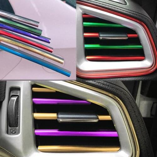 10Pcs Auto Car Accessories Colorful Air Conditioner Air Outlet Decoration Strip