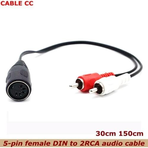 150cm 5-pin DIN female MIDI cable to 2 double RCA male plug audio cables for Naim, 4-way stereo system 5-pin DIN female