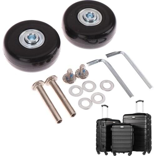 2PCS OD 50mm Axles Deluxe Black With Screw Black Luggage Suitcase Replacement Wheels Suitcase Repair