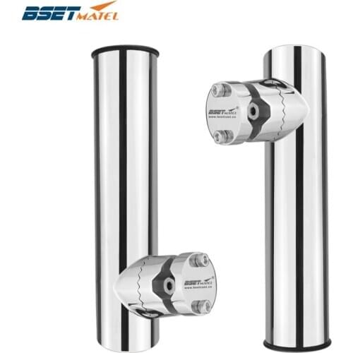 2PCS Rail Mount SS316 fishing rod rack holder pole bracket support with clamp on rail 19 to32mm boat marine hardware