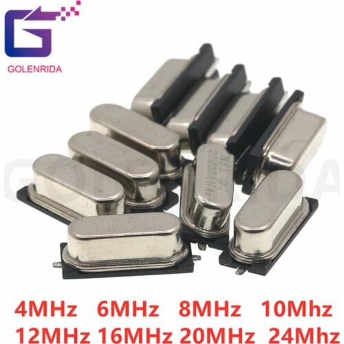 20pcs smd hc-49s 4MHz 6MHz 8MHz 10Mhz 12MHz 16MHz 20MHz 24Mhz HC49S 20ppm 20pF quartz resonator crystal