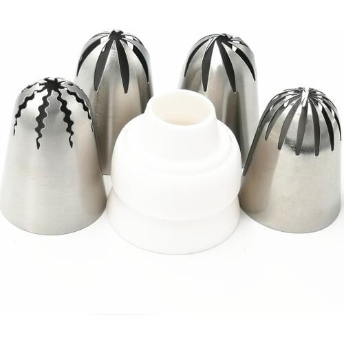 5pcs Large Rose Russian Nozzles Icing Piping Tips Cupcake Cake Decorating DIY Dessert Baking Stainless Steel Pastry Tips Tools