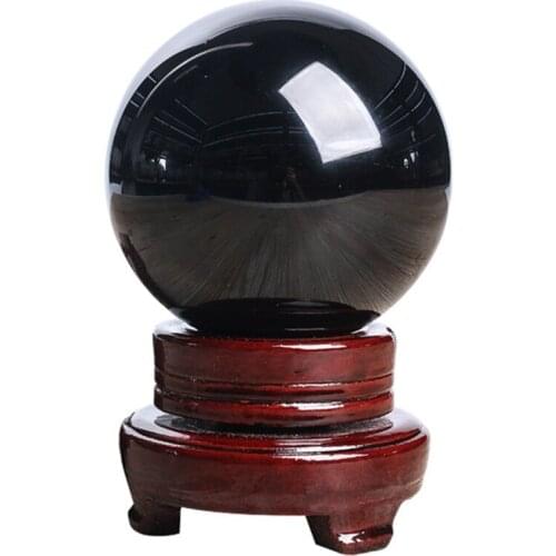 80MM Natural Black Obsidian Sphere Large Crystal Ball Healing Stone with Base
