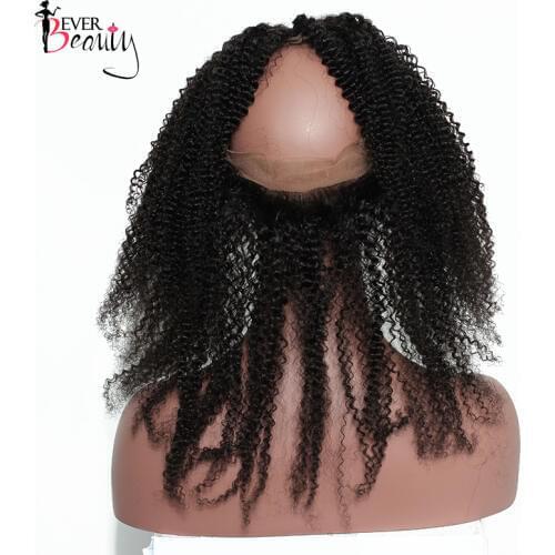 Afro Kinky Curly Hair 360 Lace Frontal Closure Pre Plucked With Baby Hair Mongolian Hair Frontal Closure 360 Ever Beauty Remy