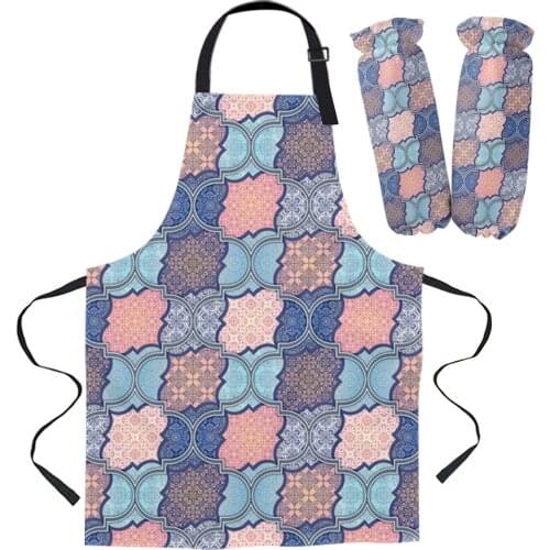 Retro Pattern Kitchen Apron Baking Accessories Sleeveless Aprons for Men Women Home Cleaning Tools
