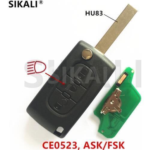 SIKALI Auto Remote Key for PEUGEOT Car Partner 807 407 308 307 207 CC SW Expert KeyChain (CE0523, ASK/FSK, HU83 Blade)