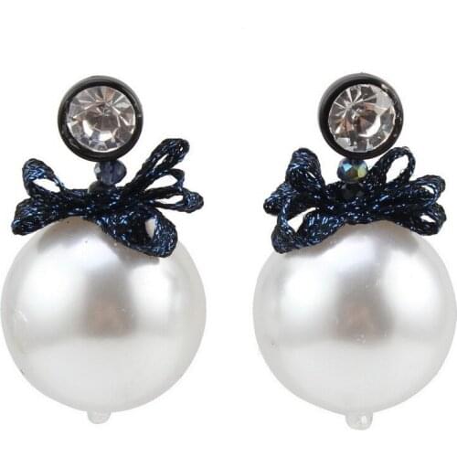 Glass Crystal Bead Earrings Big Ball Pendant Dangle Simulated Pearl Earrings for Women Rope Thread Handmade Drop Earrings