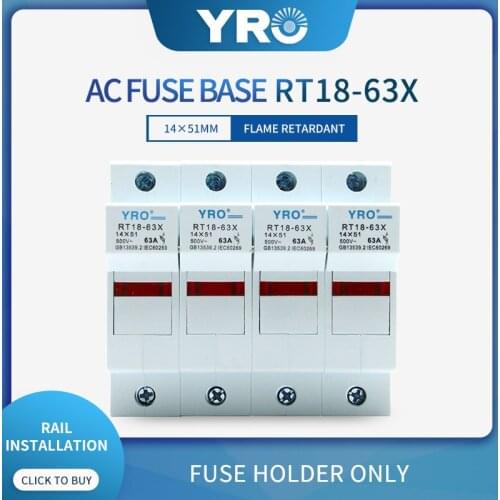 1PC RT18-63 4P 14*51mm PBT Copper Fuse Holder 500V 63A