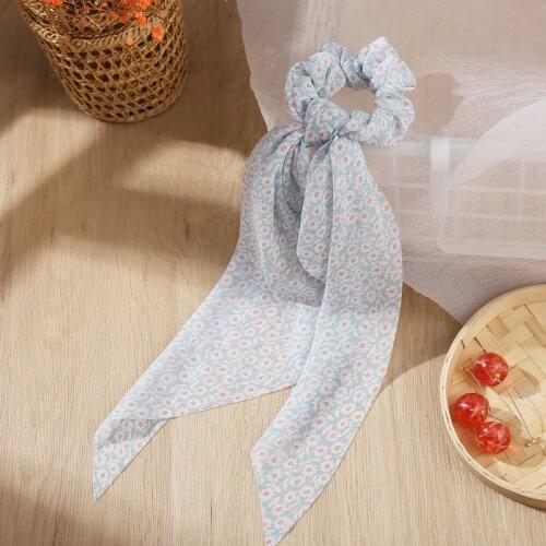 Large Chiffon Floral Knotted Scarf Streamer Hair Tie Soft Long Bow Scrunchies Hair Bands Hairbands Ponytail Headwear Accessories
