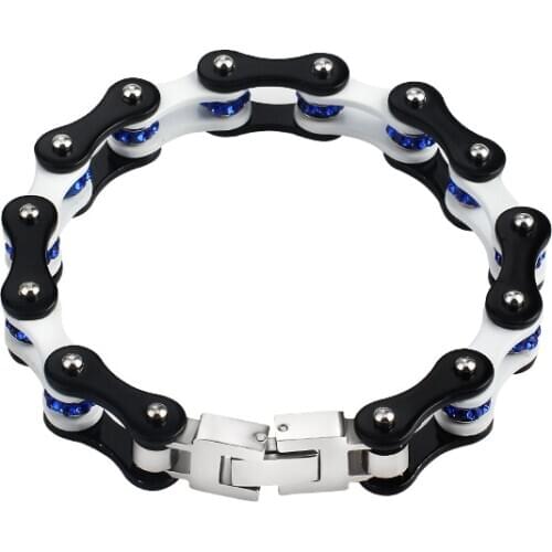 Biker Motorcycle Chains Bracelet & Bangles Punk Stainless steel Bicycle Bracelets For Men Women Black Silver color wholesale