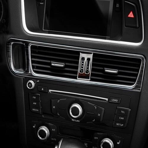 For Audi Q5 2009-2018 Stainless Steel Center Console Air Condition Outlet Decorative Trim Sequins Stickers car styling