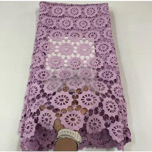 2020 Purple Cord Lace Fabric 100% Cotton Tull African French Lace Fabric With Stones Nigerian Guipure Dry Lace For Wedding Laces
