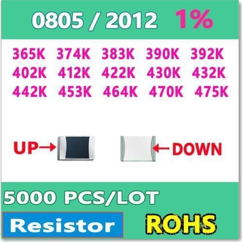 JASNPROSMA OHM 0805 F 1% 5000pcs 365K 374K 383K 390K 392K 402K 412K 422K 430K 432K 442K 453K 464K 470K 475K smd 2012 Resistor