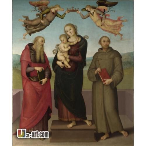 Canvas Prints (Virgin and Child with Saints Jerome and Francis) wholesale printed painting wall picture for room Religion-373