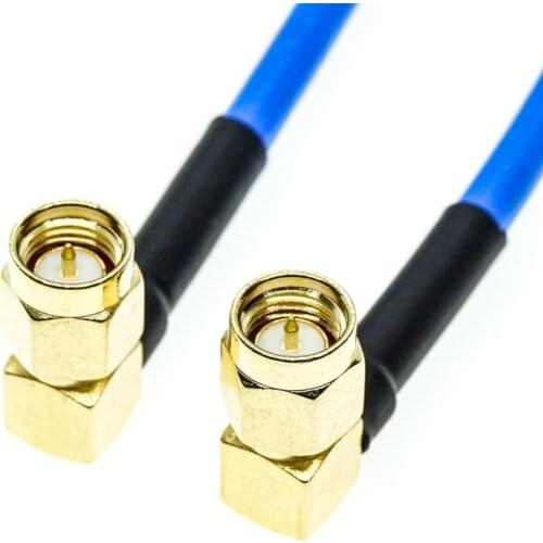 SMA Male Right Angle to SMA Male Right Angle RG405 RG-405 Semi Flexible Coaxial Cable 0.086" 50ohm Blue