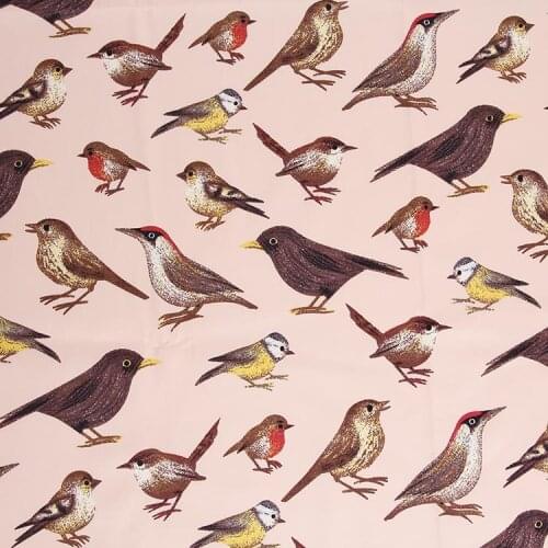 LEO&LIN DIY Manual Clothing Density Stretch Poplin Clothing blue Bird Printing Patchwork Cotton Fabric Tissus 50cm