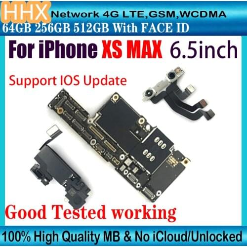 Free Shipping For iPhone XS Max motherboard With Face ID 64gb 256gb 512gb Mainboard Support Update logic board Free iCloud NO ID